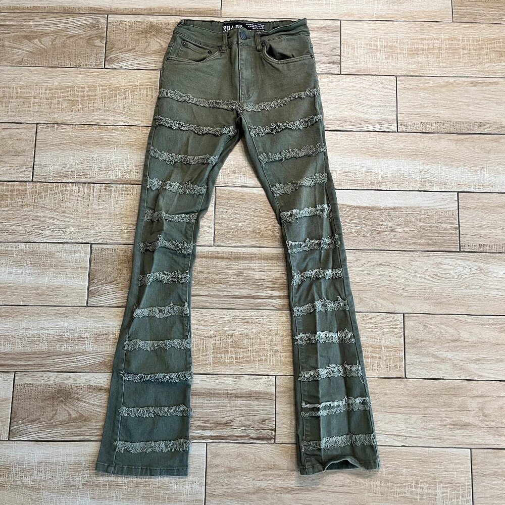 Mens Spark Green Flared Jeans - 29x38